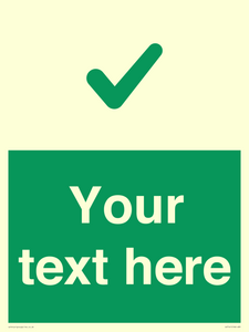 Custom green background, green tick sign